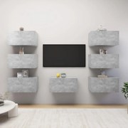 vidaXL Móveis de TV 7 pcs 30,5x30x60 cm contraplacado cinzento cimento