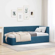 vidaXL Estrutura de Cama de Canto Azul 90 cm x 200 cm Veludo