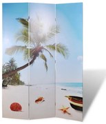 vidaXL Biombo dobrável com estampa de praia 120x170 cm