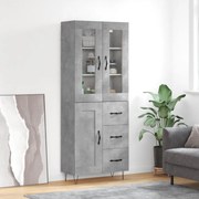 vidaXL Armário alto 69,5x34x180 cm derivados de madeira cinza cimento