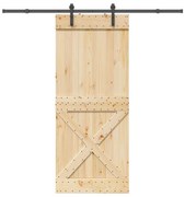 vidaXL Porta de correr com ferragens 90x210 cm madeira de pinho maciça