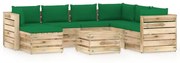 8 pcs conj. lounge jardim c/ almofadões madeira impreg. verde