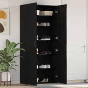 vidaXL Armário para Sapatos Preto Carvalho 80x35,5x180 cm Madeira de engenharia