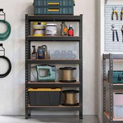 Estante arumação escritorio, garagem, arrumos resistente com 5 prateleiras 30 x 75 x 150 cm preto
