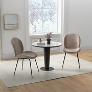 Conjunto de 2 cadeiras de jantar com encosto e base metálica Cadeiras de jantar em veludo para cozinha, sala de estar e quarto 49 x 65 x 87 cm Castanh