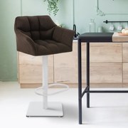 Banco de bar Damaso em tecido e com estrutura branca 64 x 88-113 x 45 cm Castanho