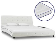 Cama + colchão espuma memória 140x200cm couro artificial branco