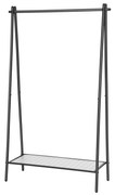 Varão p/ roupas, estrutura em aço, prateleira inferior, cor preta, 92,5 x 33,5 x 153 cm