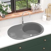 Lava-louça com 1 cuba oval cinzento