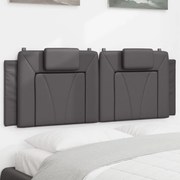 vidaXL Almofadão de cabeceira 140 cm couro artificial cinzento