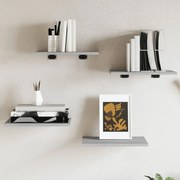 vidaXL Prateleiras de parede 4pcs derivados de madeira cinzento sonoma