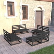 vidaXL 8 pcs conjunto lounge de jardim pinho maciço preto