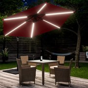 Chapéu de sol solar com LED Mali Ø330cm Proteção UV 30+ vermelho