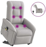 vidaXL Poltrona elétrica elevatória massagens tecido cinzento-nublado