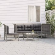 vidaXL 6 pcs conjunto lounge de jardim c/ almofadões vime PE cinzento