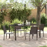 vidaXL Conjunto de Jantar de Jardim com 5 Peças e Almofadas - Rattan Marrom
