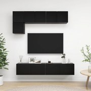 vidaXL 5 pcs conjunto de móveis de TV derivados de madeira preto