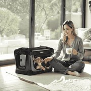 Transportadora dobrável para cães pequenos 50 x 35 x 35 cm Preto