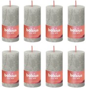 Bolsius Velas rústicas cilíndricas Shine 8pcs 100x50 mm cinzento areia