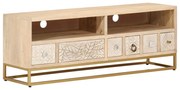 vidaXL Móvel de TV 110x30x40 cm madeira de mangueira maciça e ferro