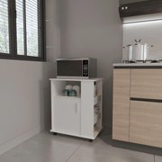 Armário Cozinha inferior para micro-ondas em melamina com armário e 4 prateleiras 73,6 x 60 x 40,1 cm, Branco