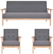 Conjunto de sofás 3 pcs tecido cinzento-escuro