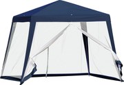 Outsunny Tenda Dobrável de Jardim 3x3 m com 4 Painéis Laterais Rede Mosquiteira com Zíper Proteção UV para Pátio e Exterior Azul | AOSOM Portugal