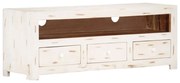 vidaXL Móvel de TV madeira de acácia maciça 110x30x40 cm branco
