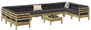 vidaXL 11pcs conj. sofás jardim c/ almofadões madeira pinho impregnada