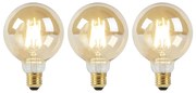 Conjunto de 3 lâmpadas LED E27 Dim to Warm G95 Dourado 8W 806lm 2000-2700K