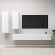 4 pcs conjunto de móveis de TV derivados de madeira branco