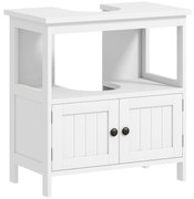 kleankin Móvel para Lavatório Pousar com Armário de 2 Portas Estante Aberto e Estante Ajustável Interior 60x30x60 cm Branco