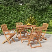 vidaXL Conjunto de jantar p/ jardim 5 pcs madeira de acácia maciça