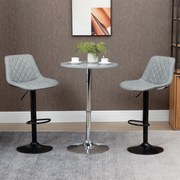 Conjunto de Bancos de Bar Estofados em PU (MESA NÃO INCLUIDA) Bancos Altos de Sala de Jantar com Altura Ajustável 46,5x51x86-106 cm Cinzento