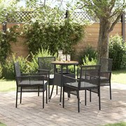 vidaXL Conjunto de Jantar de Jardim com 5 Peças em Rattan Preto