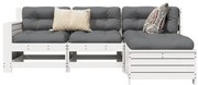 vidaXL 4 pcs conjunto sofás de jardim madeira de pinho maciça branco