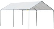 Outsunny Tenda de garagem 3x6 m Impermeável com Toldo de Tecido PE e Estrutura de Aço Galvanizado Branco | Aosom Portugal