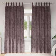 Cortinas de Veludo 2 pcs com Ilhós Castanho 245x140 cm