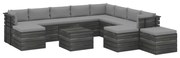 12 pcs conjunto lounge de paletes com almofadões pinho maciço