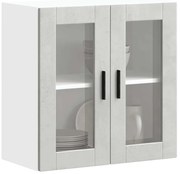 vidaXL Armário de parede de cozinha porta de vidro Porto cinza betão