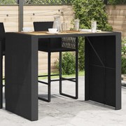 vidaXL Mesa de bar para jardim com tampo em acácia vime PE preto