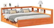 vidaXL Cama com estante sem colchão 180x200 cm pinho maciço