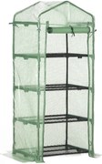 Outsunny Estufa de Jardim com 4 Prateleiras e Cobertura de PE Estufa de Aço para Cultivo de Plantas Flores 70x50x160cm Verde
