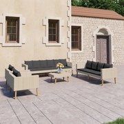 vidaXL 5 pcs conjunto lounge de jardim c/ almofadões vime PE bege