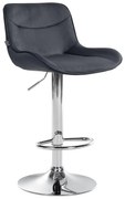 Banco alto em veludo com estrutura prateada 85-106 x 49 x 51 cm preto