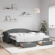 vidaXL Sofá-cama c/ gavetão e gavetas 90x190 cm tecido cinzento-escuro