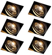Conjunto de 6 focos embutidos pretos GU10 AR111 sem aro - Oneon