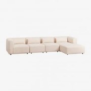 Sofá Modular Chaise Longue Direito De 4 Peças Fogler Chenille Creme Bege - Sklum