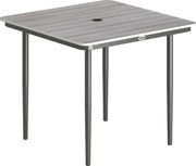 Outsunny Mesa de jardim retangular para 4 pessoas, mesa de jantar exterior com orifício para guarda-sol, 85 x 85 x 72,5 cm, cinza | Aosom Portugal