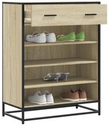 vidaXL Sapateira 75x38x97,5 cm deriv. de madeira/metal carvalho sonoma